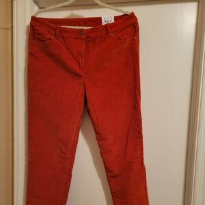 Liz Claiborne Tall Womens Size 14 Burnt Orange Corduroy Pants Straight Leg